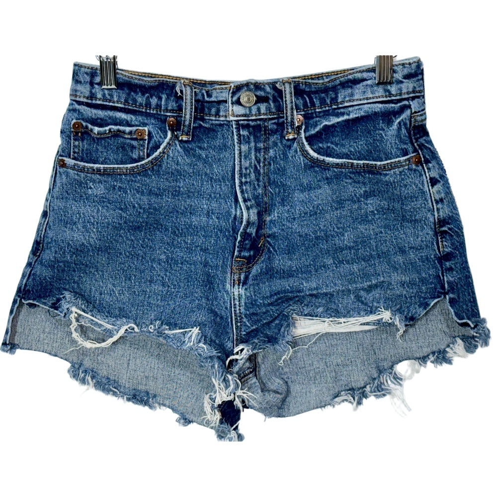 NEW Abercrombie & Fitch Curve Love Mom Short High Rise Blue Jean Shorts Sz 27 4